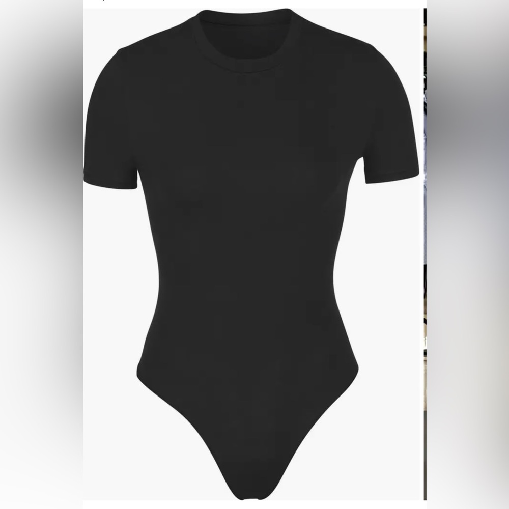 SKIMS Black Short Sleeve Bodysuit